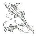 koi carp skeleton tattoo design idea