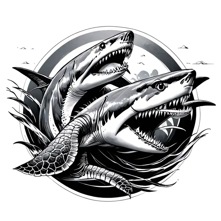 three types of sharks wave and turtle spine tattoo tattoo design idea