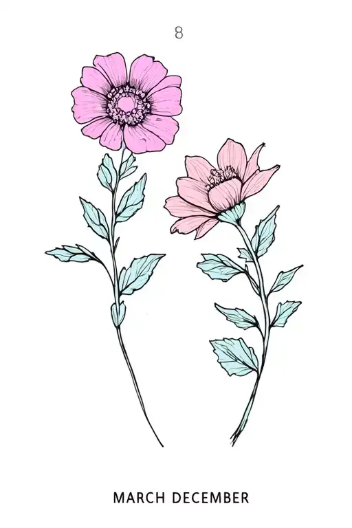 birthflowers March and December tattoo design idea