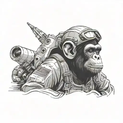 chimpanzee who wears an astronaut outfit tattoo design idea