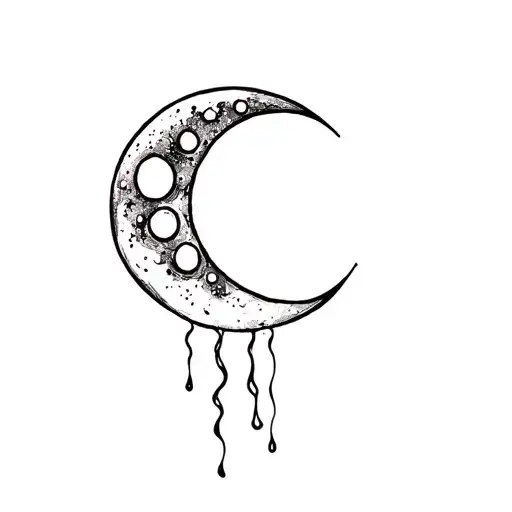 moon crying tattoo design idea