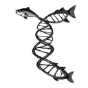 dna strand with family representation in one strand, jesus fish in middle and wiener in the last tattoo design idea