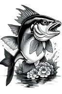 walleye raspberry storm tattoo design idea