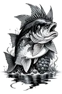 walleye raspberry storm tattoo design idea