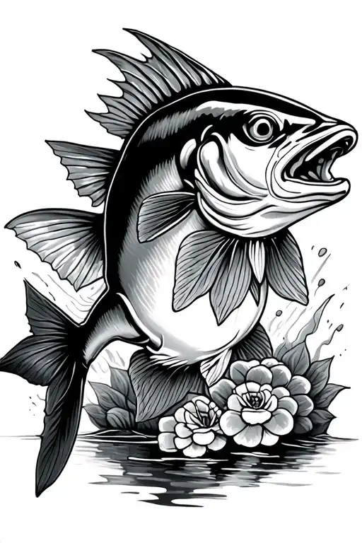 walleye raspberry storm tattoo design idea