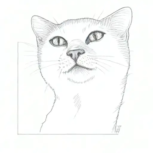 a white cat with a black spot on its nose tattoo design idea