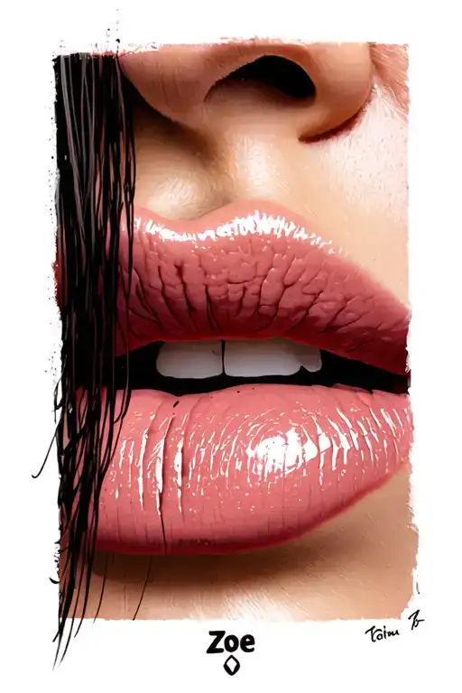 lips with name zoë tattoo design idea