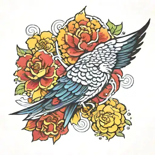 lucky money, Parrot flying infront tattoo design idea