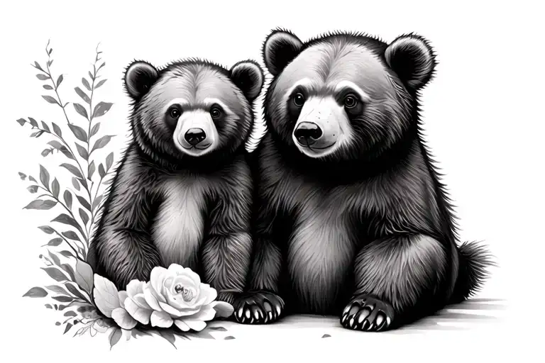 mama and baby bear sitting tattoo design idea