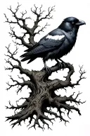 tree, Nordic, gothic, skull, crow, tattoo design idea