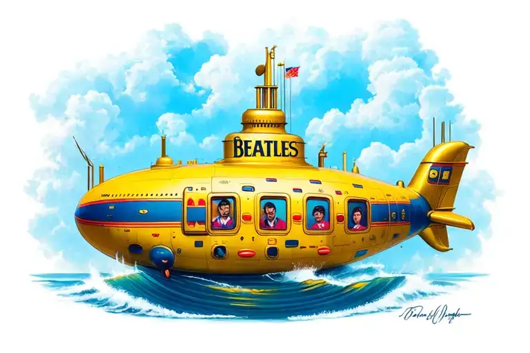 beatles yellow submarine tattoo design idea
