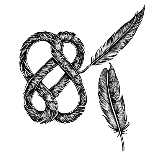 infinity and feather tattoo design idea