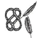 infinity and feather tattoo design idea