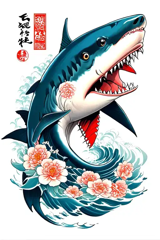 japanese shark tattoo design idea