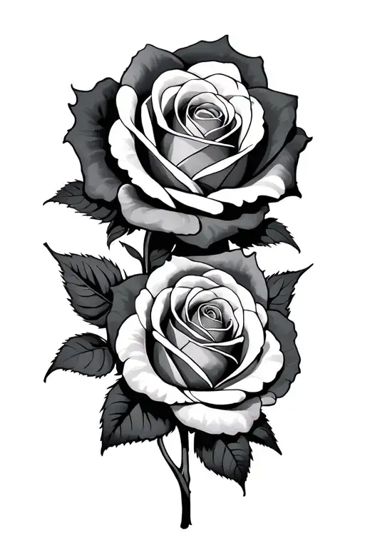 dwennimmen with mirror image roses intertwined tattoo design idea