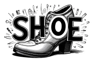 the word shoe spelled with classroom materials tattoo design idea