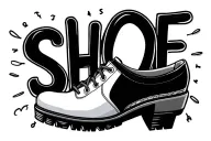 the word shoe spelled with classroom materials tattoo design idea