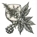 juniper branch with glass of gin and tonic tattoo design idea