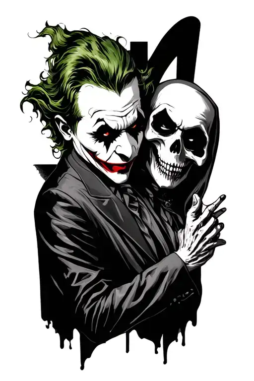 joker and grim reaper tattoo design idea