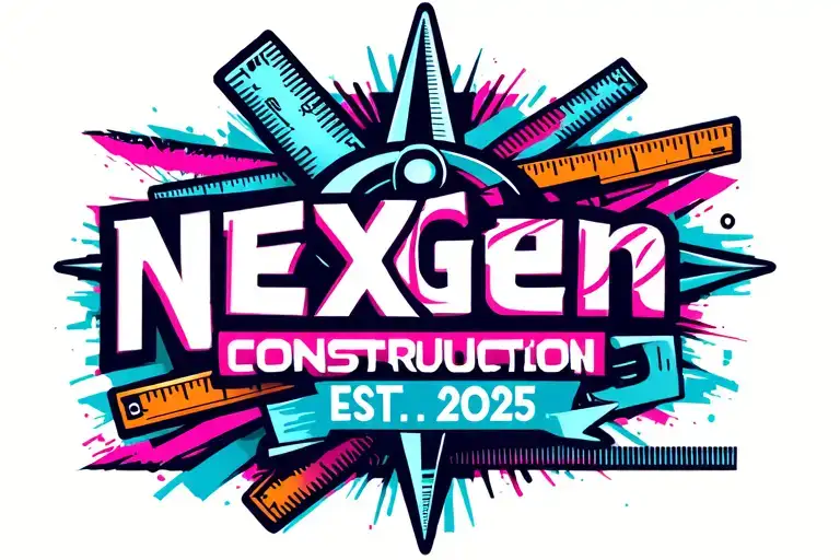 "NexGen Construction EST. 2025" Combine the NexGen Construction EST. 2025 logo with a compass and ruler, symbolizing precision and innovation in construction tattoo design idea