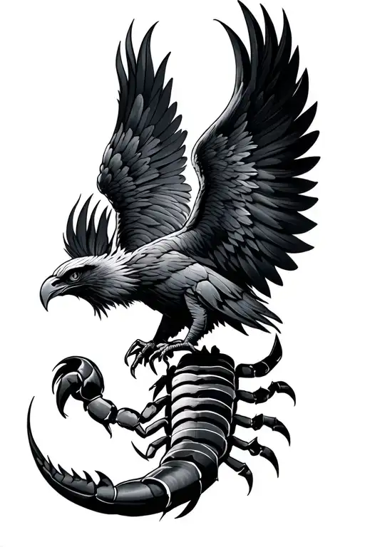 Scorpion Eagle Phoenix tattoo design idea