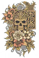 flowers and hieroglyphs for a back tatto saying my ancestors are with me  tattoo design idea