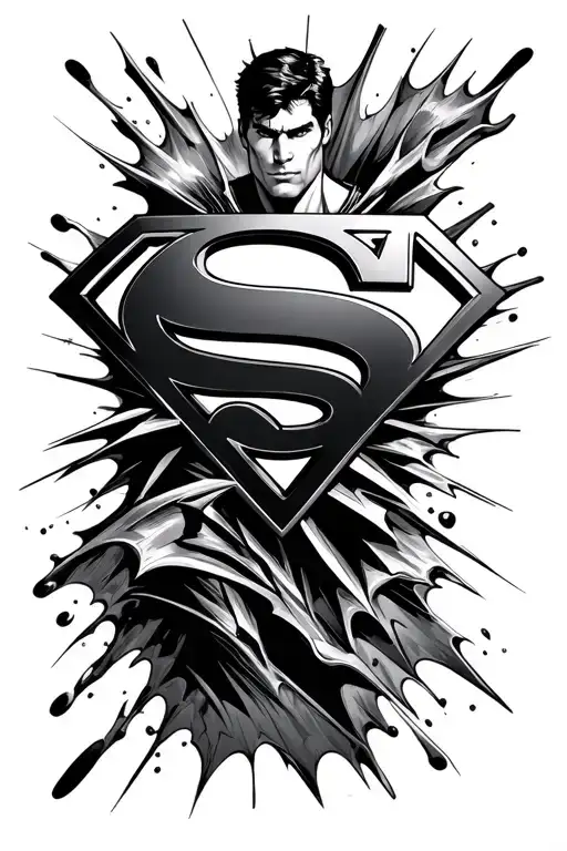 superman logo 3d bursting tattoo design idea