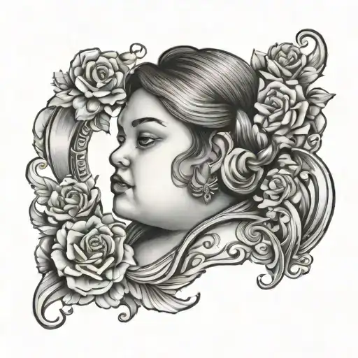 chubby girl Whit leque tattoo design idea