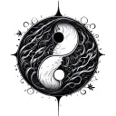 Generate three different small fine line tattoo designs that combine the Yin Yang symbol and a semicolon. Each design sh tattoo design idea