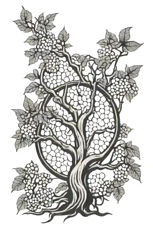 honeycomb tree of life intertwined tattoo design idea