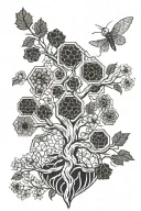 honeycomb tree of life intertwined tattoo design idea