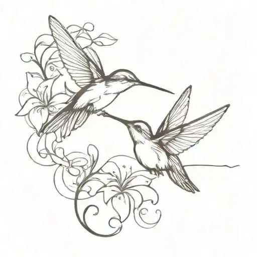 2 humming bird flying tattoo design idea