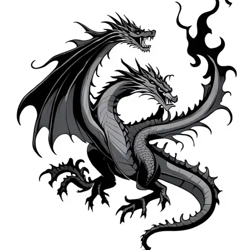dragon breathing fire tattoo design idea