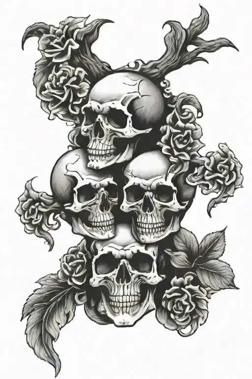 see no evil hear see speak no evil skulls facing away tattoo design idea