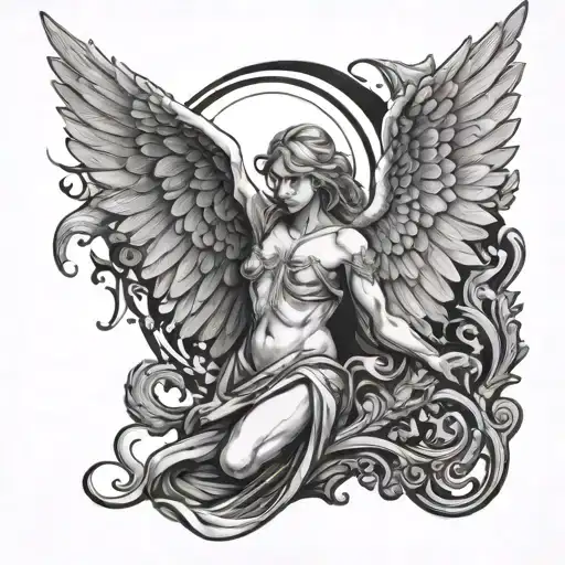 ikarus angel broken wing tattoo design idea