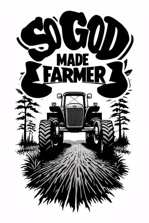 "So god made a farmer " tractor tattoo design idea