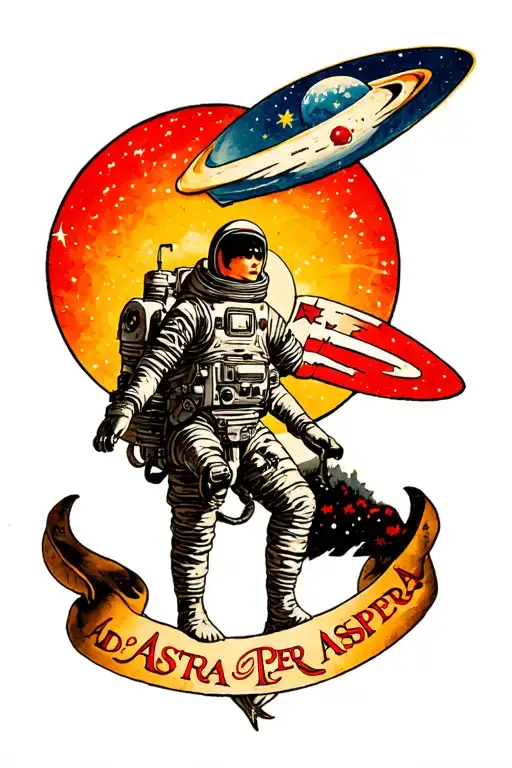 Ad Astra Per Aspera with space theme arm tattoo tattoo design idea