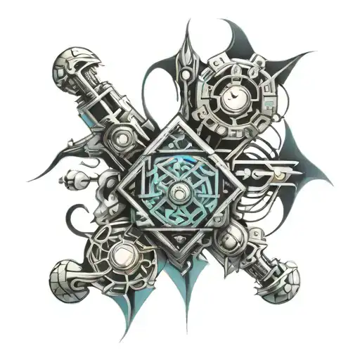 cyber sigilism style tattoo tattoo design idea