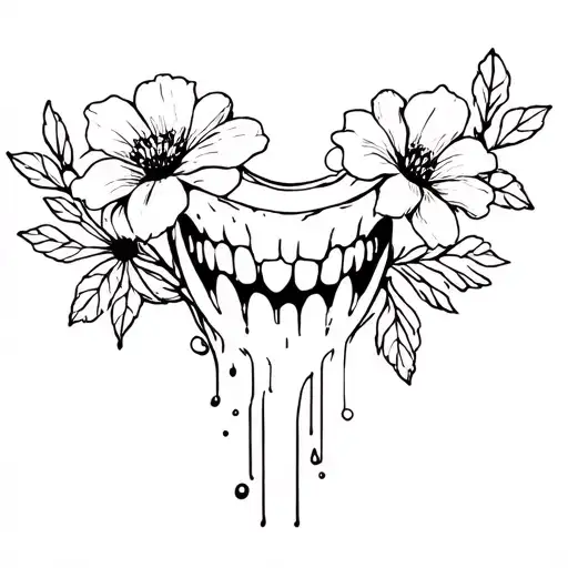 Flowers with teeth in the blood tattoo design idea
