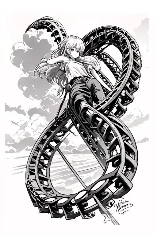 roller coaster twisting tattoo design idea