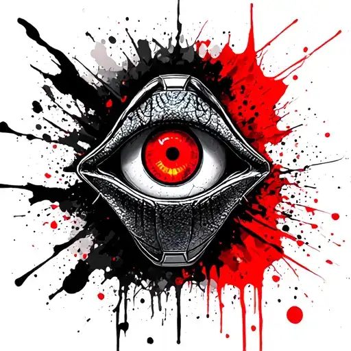 generate an Ironman 70.3 tattoo, with a Red dinosaur eye with gree iris, and the classic ironman 70.3 logo tattoo design idea