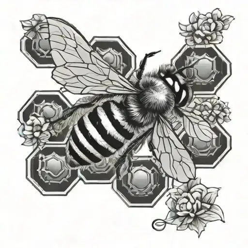 Bee And Honeycomb tattoo design idea