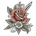 rose and dagger tattoo design idea