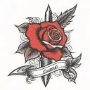 rose and dagger tattoo design idea
