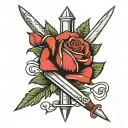 rose and dagger tattoo design idea