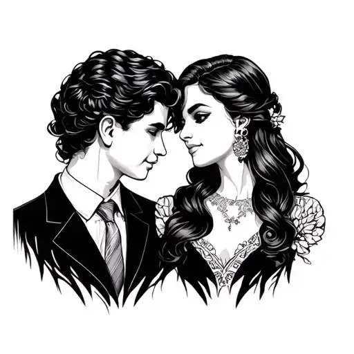 I was born on 16th August 1998 and my husband was born on 14th December 1998. We met on 24th april 2019.Please generate tattoo design idea