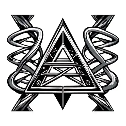 dna triangle Tool band black and white tattoo design idea