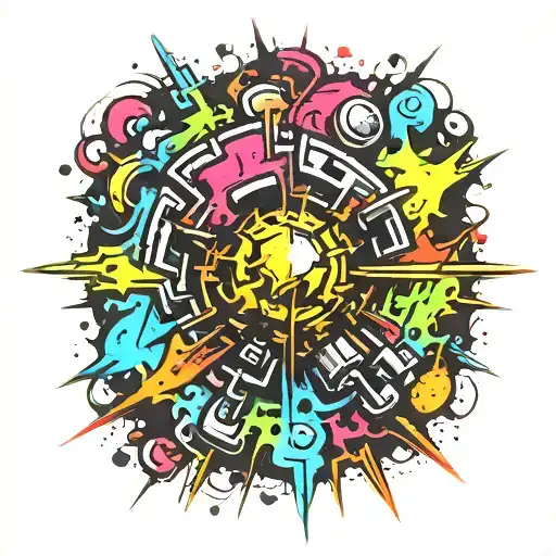 spray painted explosion tattoo design idea
