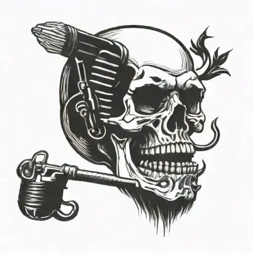 Skull and Elvis Mic,  tattoo design idea