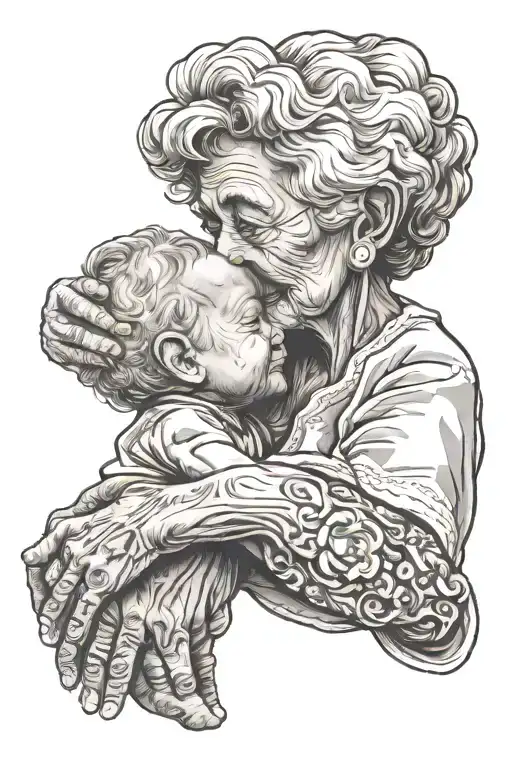 grandma memorial from grandson holding hands tattoo design idea